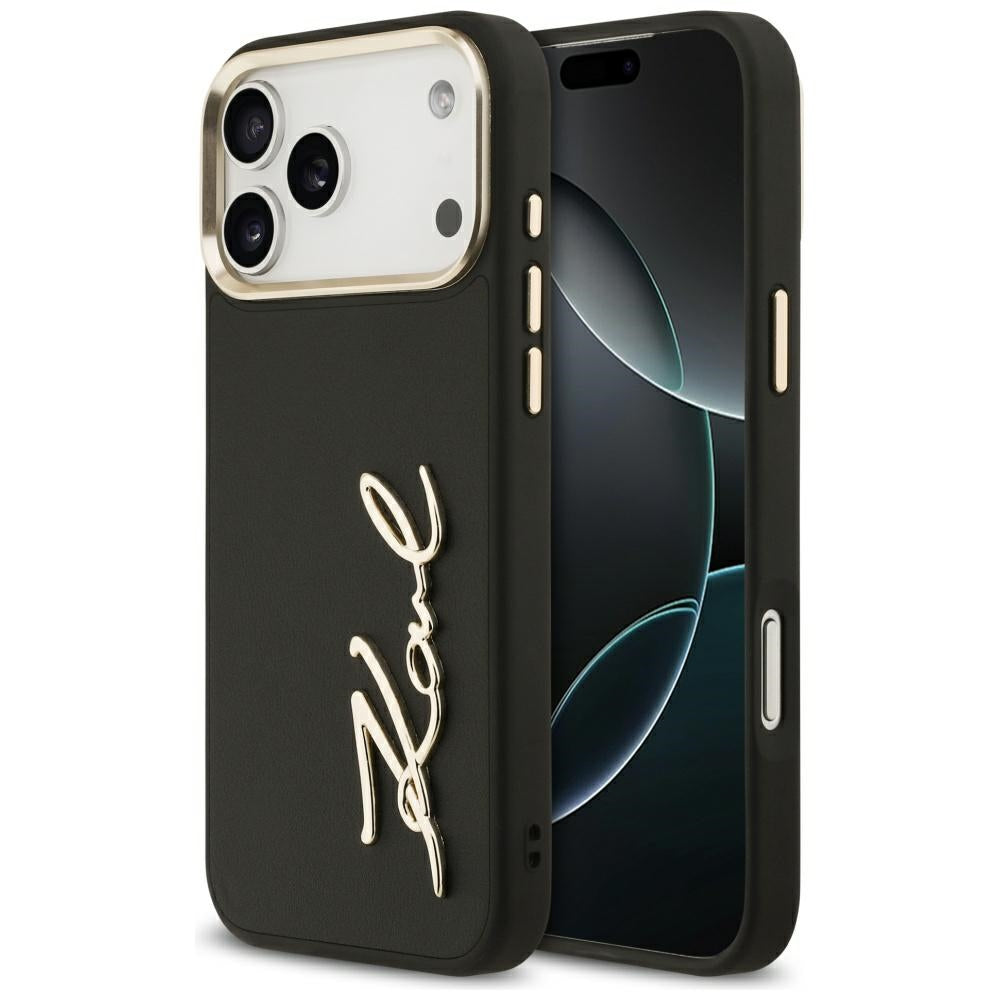 Custodia per Apple iPhone 17 Pro Max, Karl Lagerfeld, Script Logo, Nera