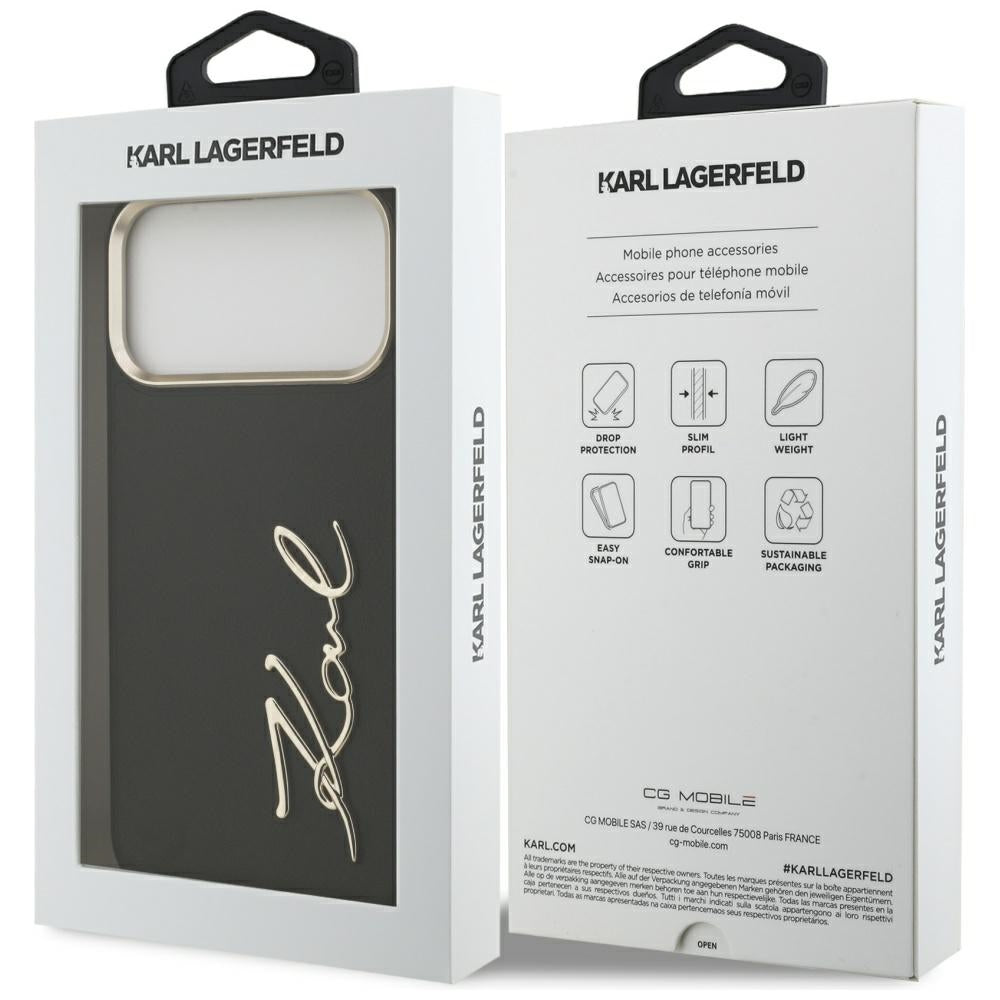 Custodia per Apple iPhone 17 Pro Max, Karl Lagerfeld, Script Logo, Nera