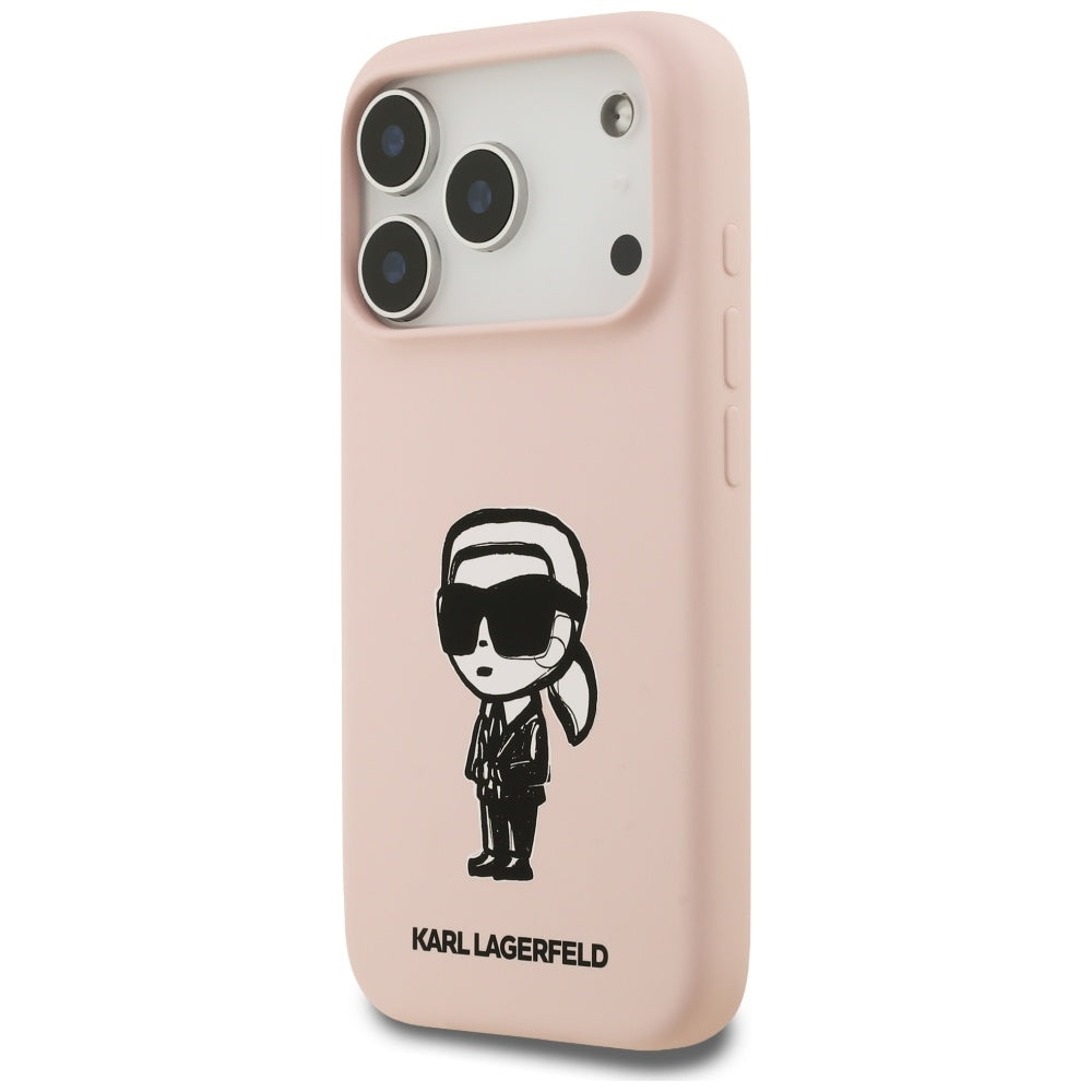 Custodia per Apple iPhone 17 Pro Max, Karl Lagerfeld, Sketch and Logo Karl, Rosa