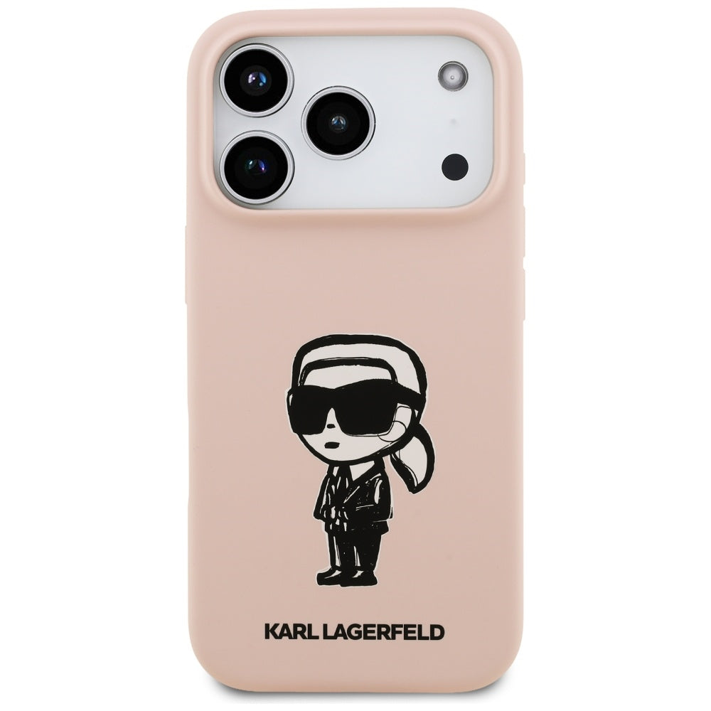 Custodia per Apple iPhone 17 Pro Max, Karl Lagerfeld, Sketch and Logo Karl, Rosa