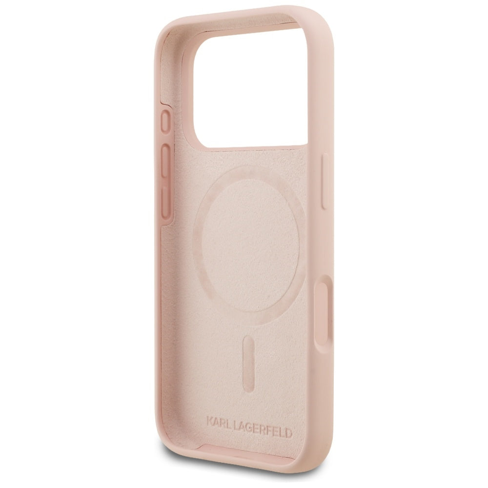 Custodia per Apple iPhone 17 Pro Max, Karl Lagerfeld, Sketch and Logo Karl, Rosa