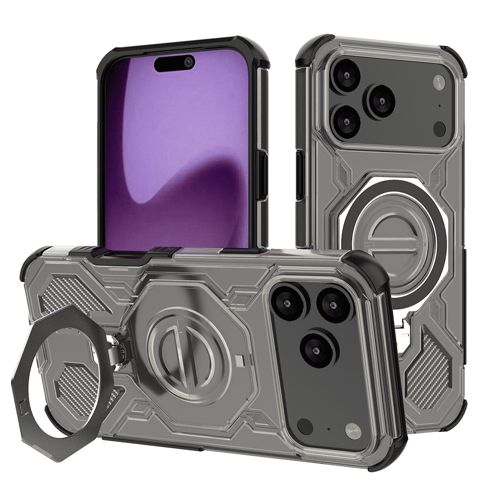 Custodia per Apple iPhone 17 Pro Max, Techsuit, Carbon Shield Pro, Nero Chiaro