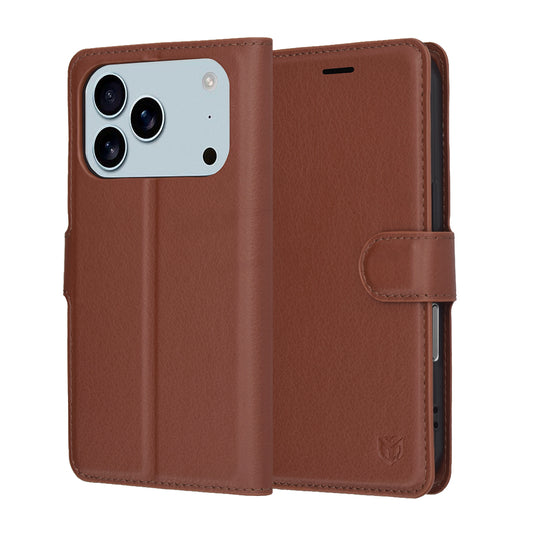 Custodia per Apple iPhone 17 Pro Max, Techsuit, Leather Folio, Marrone