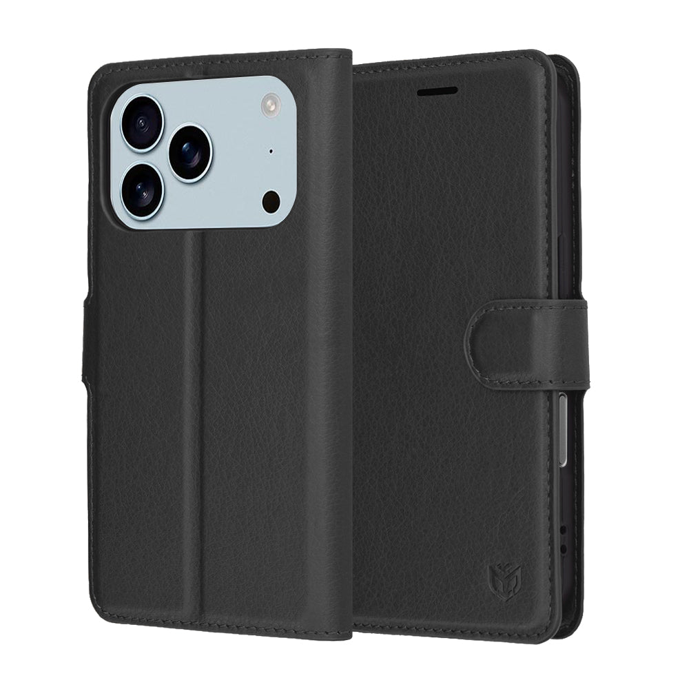 Custodia per Apple iPhone 17 Pro Max, Techsuit, Leather Folio, Nera