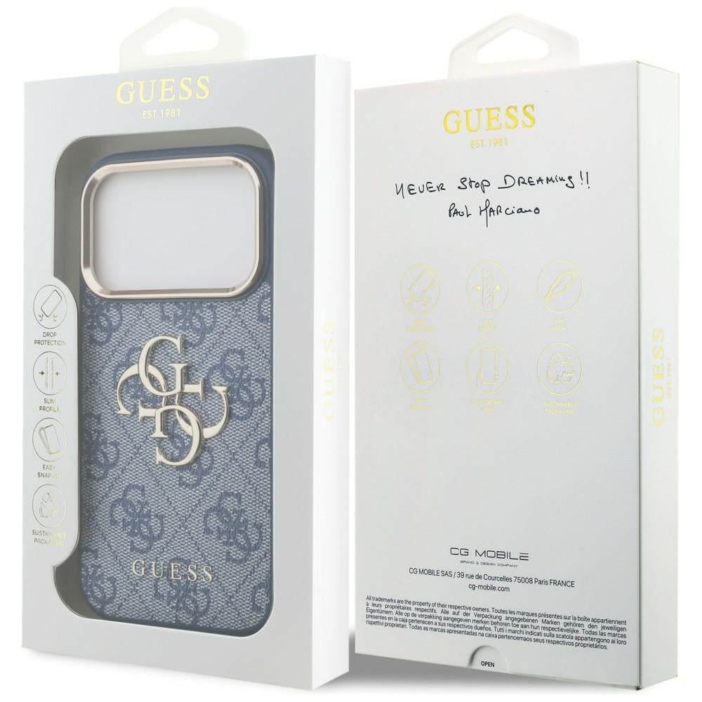 Custodia per Apple iPhone 18 Pro / 17 Pro, Guess, 4G Big Classic Logo, Blu
