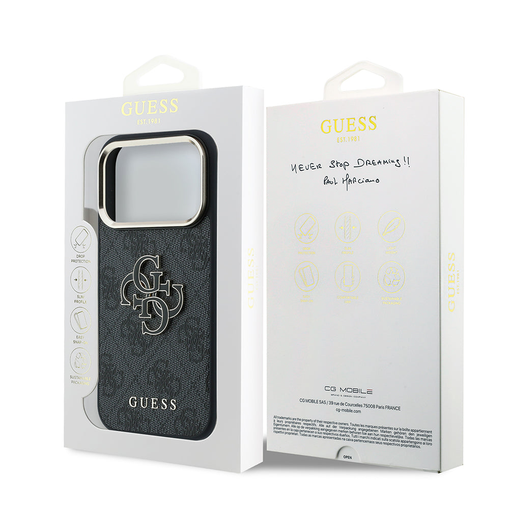 Custodia per Apple iPhone 18 Pro / 17 Pro, Guess, 4G Big Resin Logo, Nera