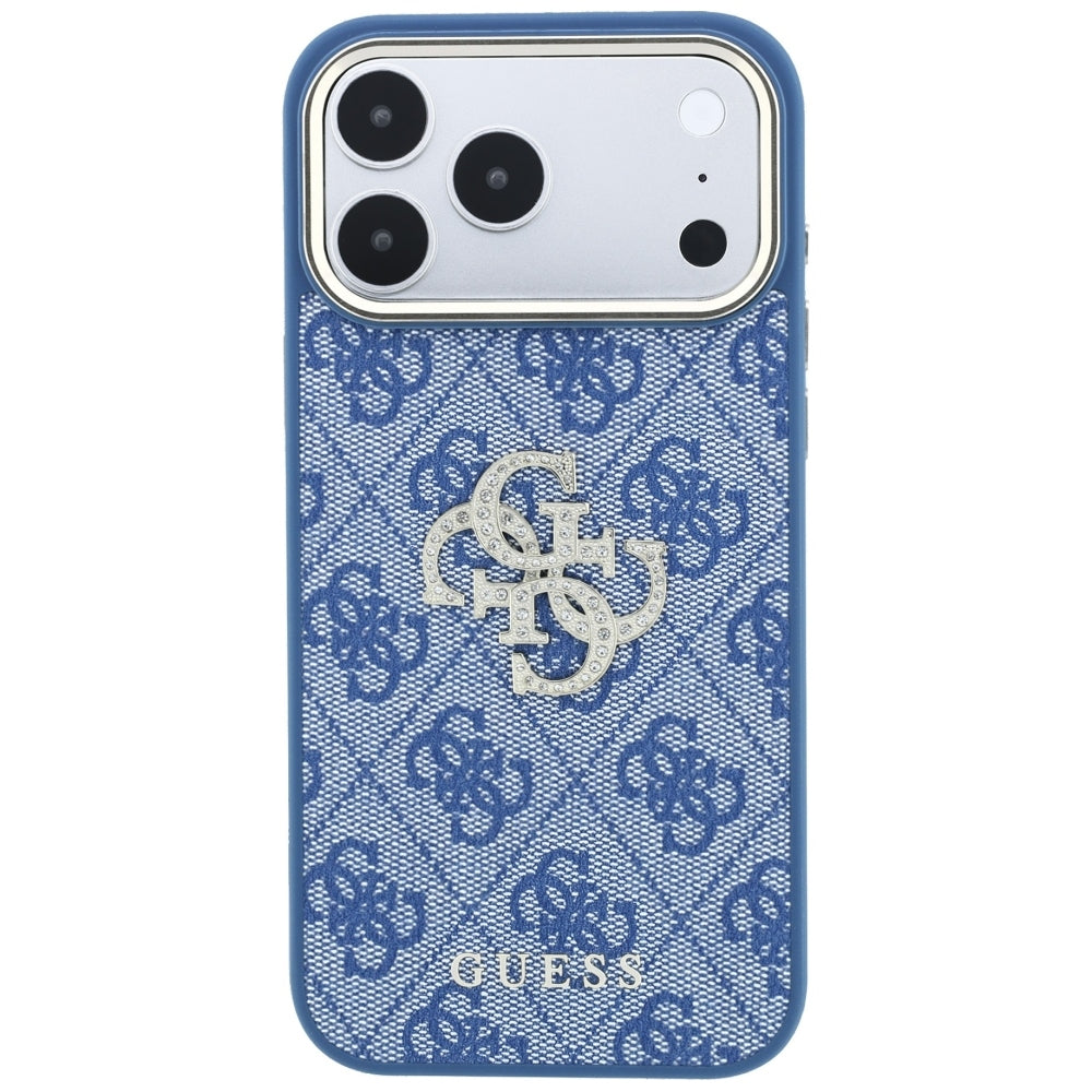 Custodia per Apple iPhone 18 Pro / 17 Pro, Guess, 4G Big Strass Logo, Blu