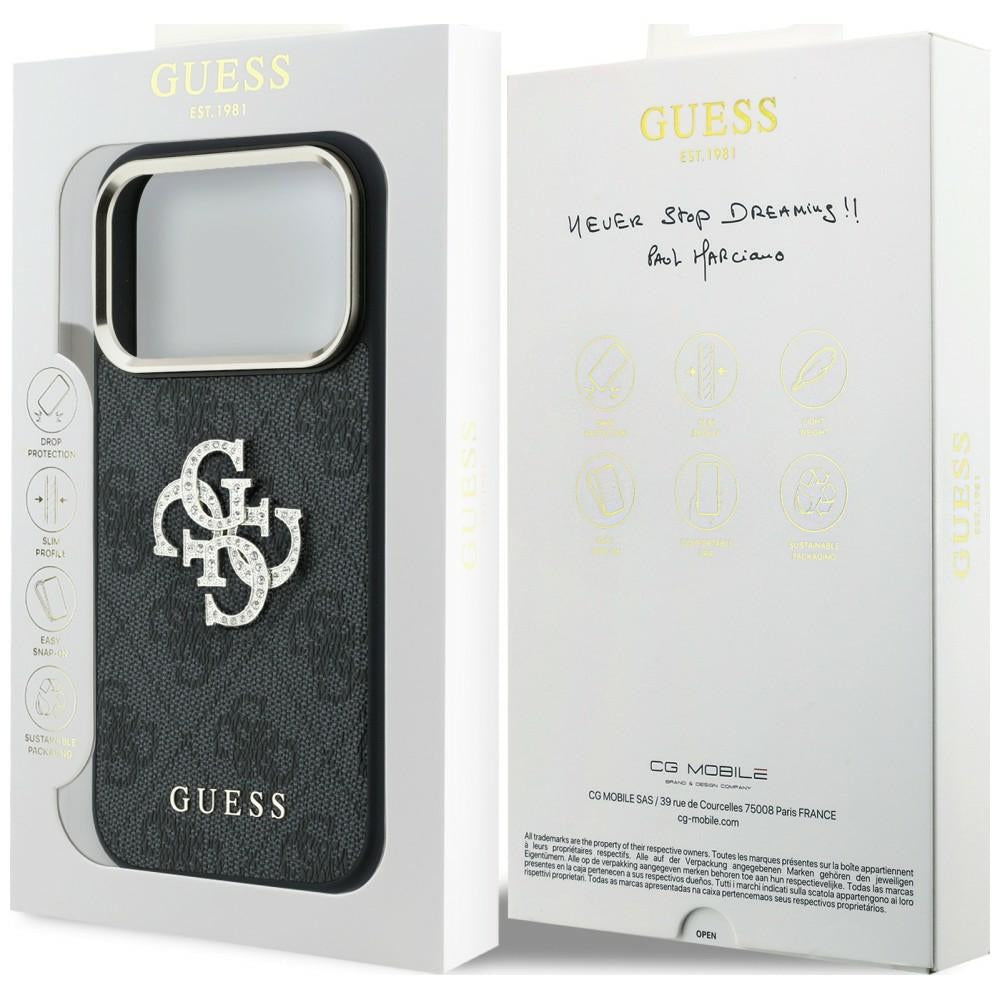 Custodia per Apple iPhone 18 Pro / 17 Pro, Guess, 4G Big Strass Logo, Nera