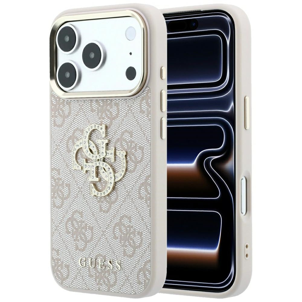Custodia per Apple iPhone 18 Pro / 17 Pro, Guess, 4G Big Strass Logo, Rosa