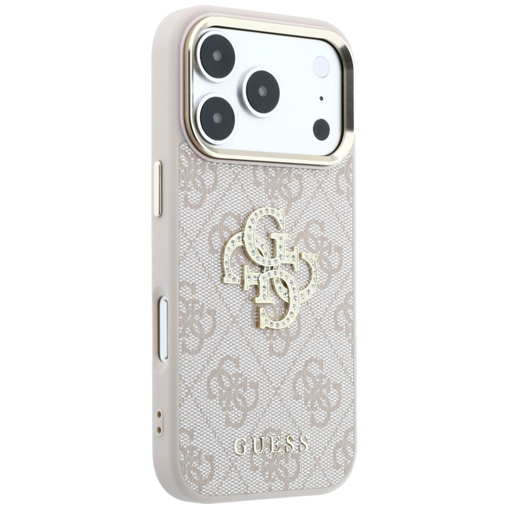 Custodia per Apple iPhone 18 Pro / 17 Pro, Guess, 4G Big Strass Logo, Rosa