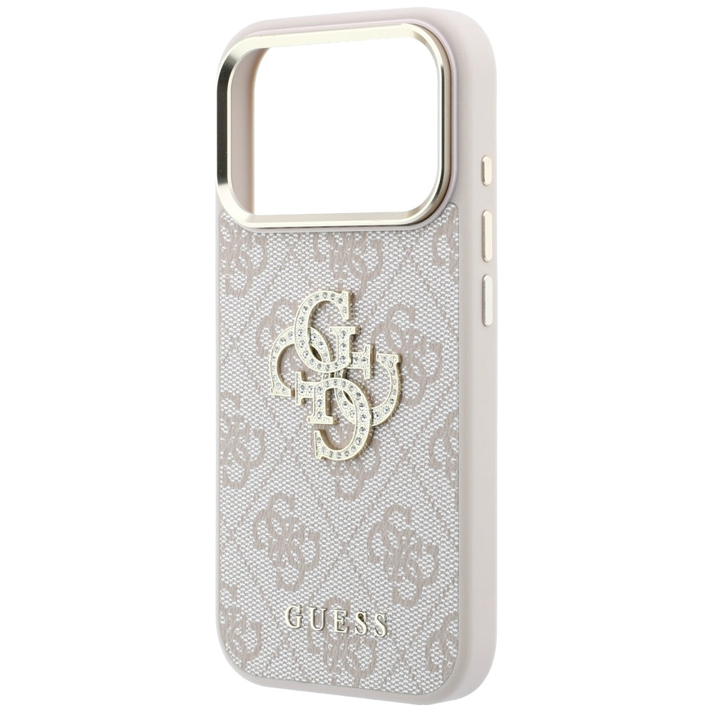 Custodia per Apple iPhone 18 Pro / 17 Pro, Guess, 4G Big Strass Logo, Rosa
