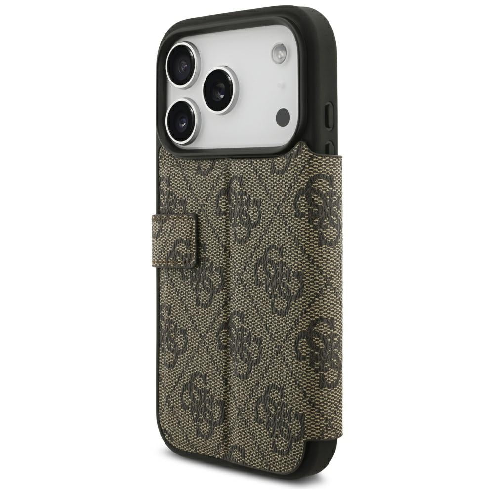 Custodia per Apple iPhone 18 Pro / 17 Pro, Guess, Logo Metallico 4G, Marrone