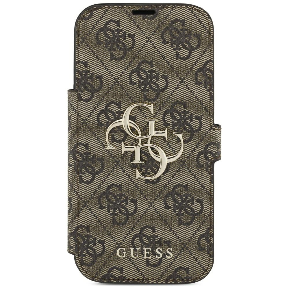 Custodia per Apple iPhone 18 Pro / 17 Pro, Guess, Logo Metallico 4G, Marrone
