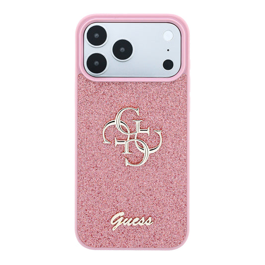 Custodia per Apple iPhone 18 Pro / 17 Pro, Guess, Fixed Glitter Big 4G, Rosa