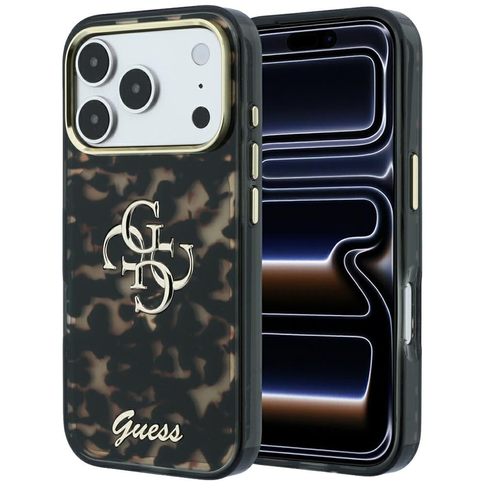 Custodia per Apple iPhone 18 Pro / 17 Pro, Guess, IML 4G Metal Script, Marrone