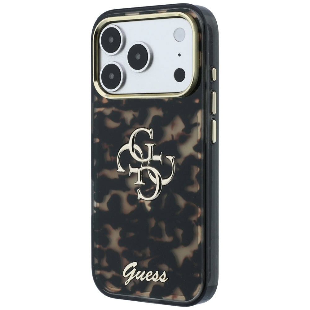 Custodia per Apple iPhone 18 Pro / 17 Pro, Guess, IML 4G Metal Script, Marrone