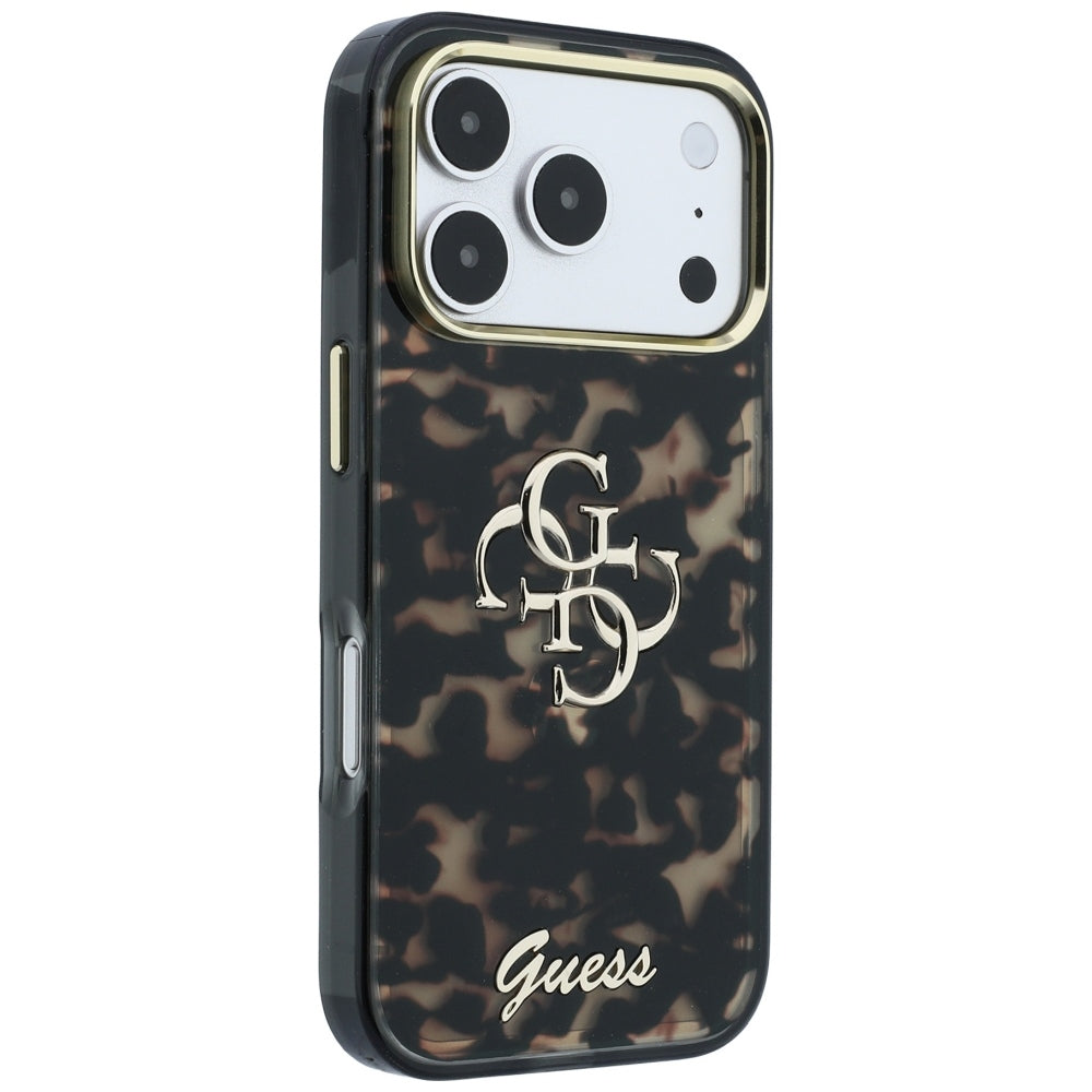 Custodia per Apple iPhone 18 Pro / 17 Pro, Guess, IML 4G Metal Script, Marrone
