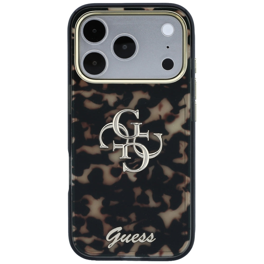 Custodia per Apple iPhone 18 Pro / 17 Pro, Guess, IML 4G Metal Script, Marrone