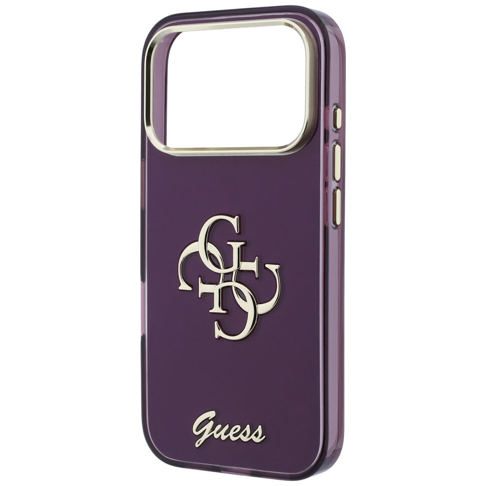 Custodia per Apple iPhone 18 Pro / 17 Pro, Guess, IML 4G Metal Script, Vinaccia