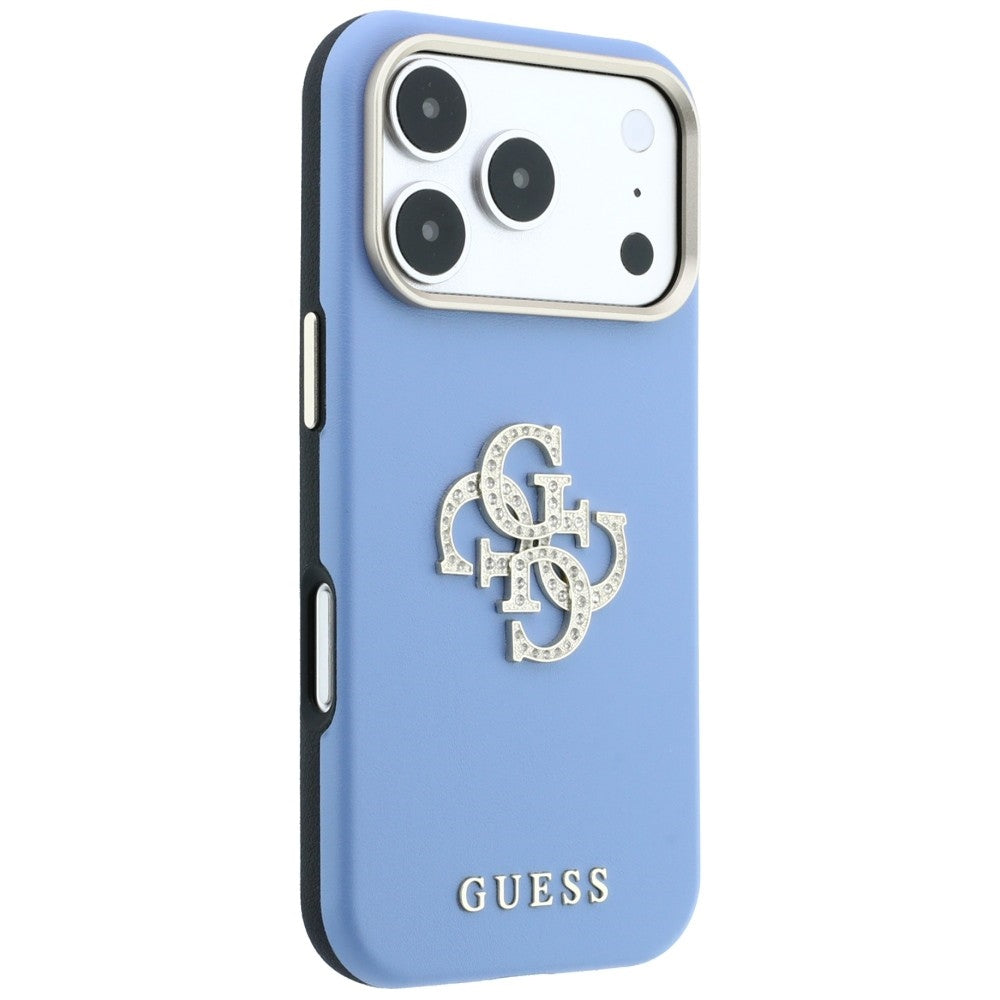 Custodia per Apple iPhone 18 Pro / 17 Pro, Guess, Smooth Big Strass Logo, Bleu