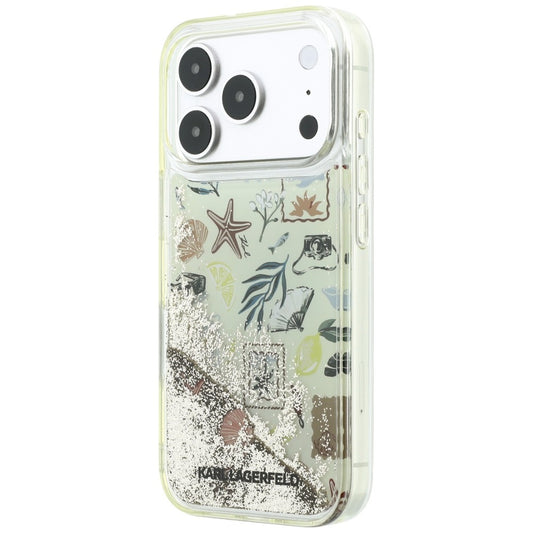 Custodia per Apple iPhone 18 Pro / 17 Pro, Karl Lagerfeld, Liquid Glitter Beach and Sand, Beige