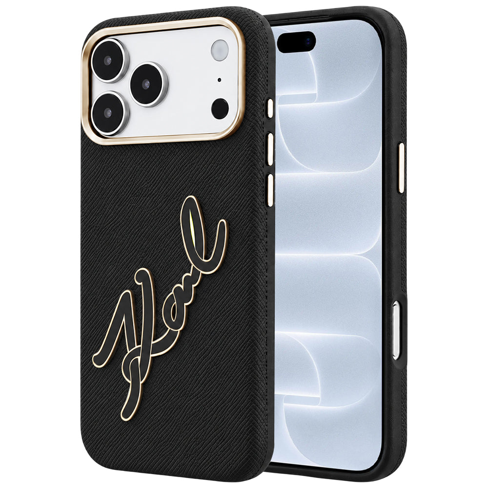Custodia per Apple iPhone 18 Pro / 17 Pro, Karl Lagerfeld, Smooth Big Resin Signature Logo, Nera