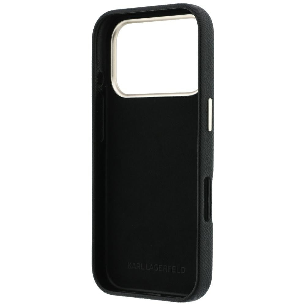 Custodia per Apple iPhone 18 Pro / 17 Pro, Karl Lagerfeld, Smooth Big Resin Signature Logo, Nera