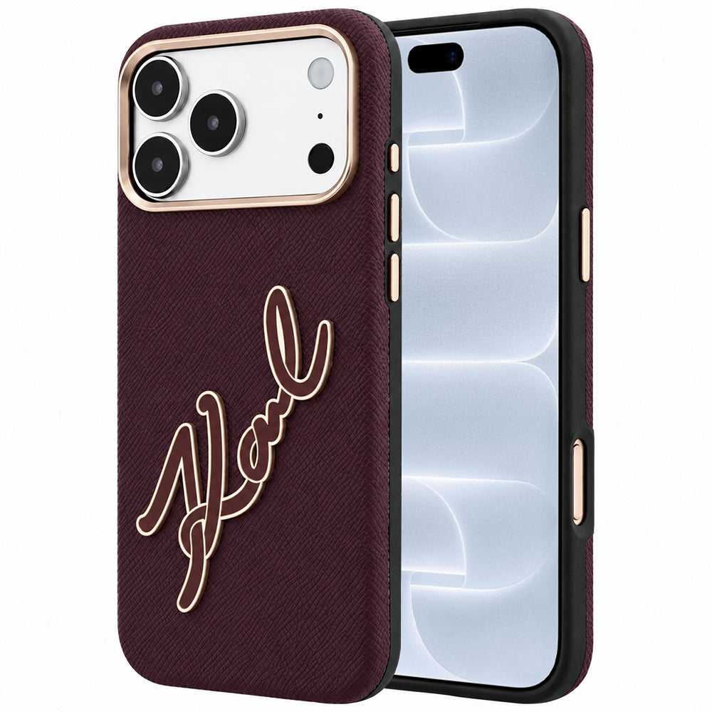 Custodia per Apple iPhone 18 Pro / 17 Pro, Karl Lagerfeld, Smooth Big Resin Signature Logo, Vinaccia