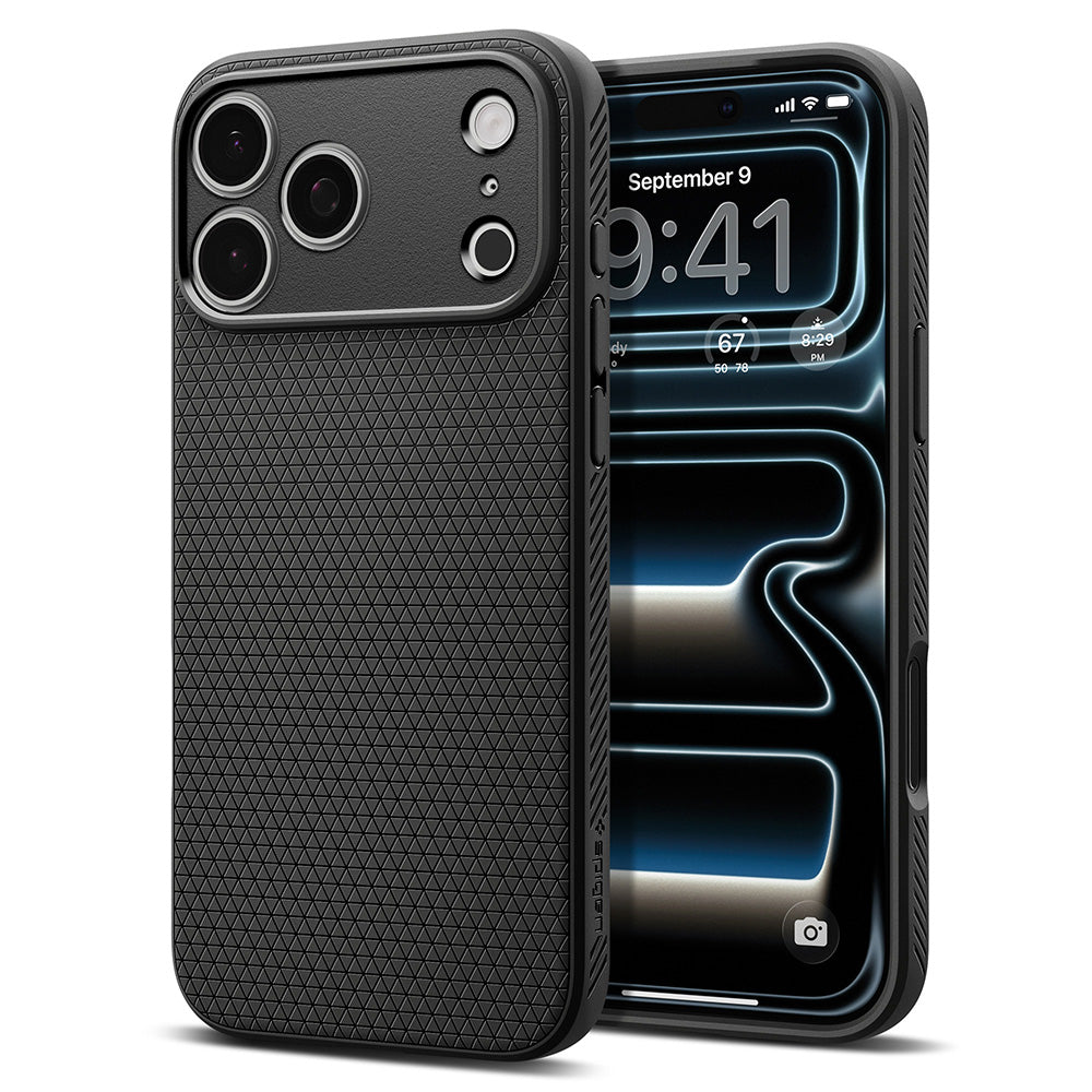 Custodia per Apple iPhone 18 Pro / 17 Pro, Spigen, Liquid Air, Nero Opaco ACS12149