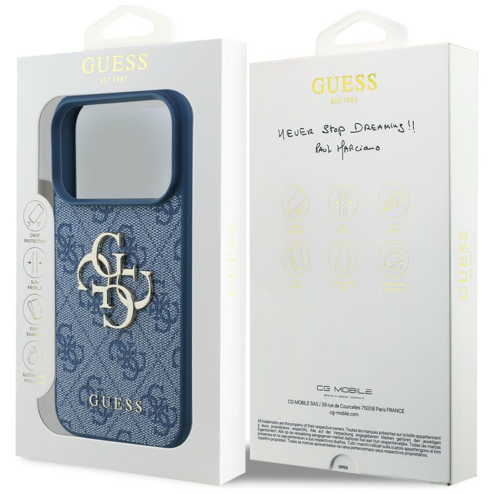 Custodia per Apple iPhone 18 Pro Max / 17 Pro Max, Guess, 4G Big Logo, Blu