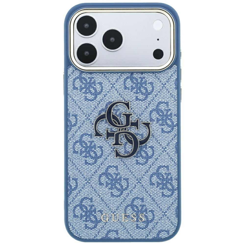 Custodia per Apple iPhone 18 Pro Max / 17 Pro Max, Guess, Logo 4G Grande in Resina, Blu