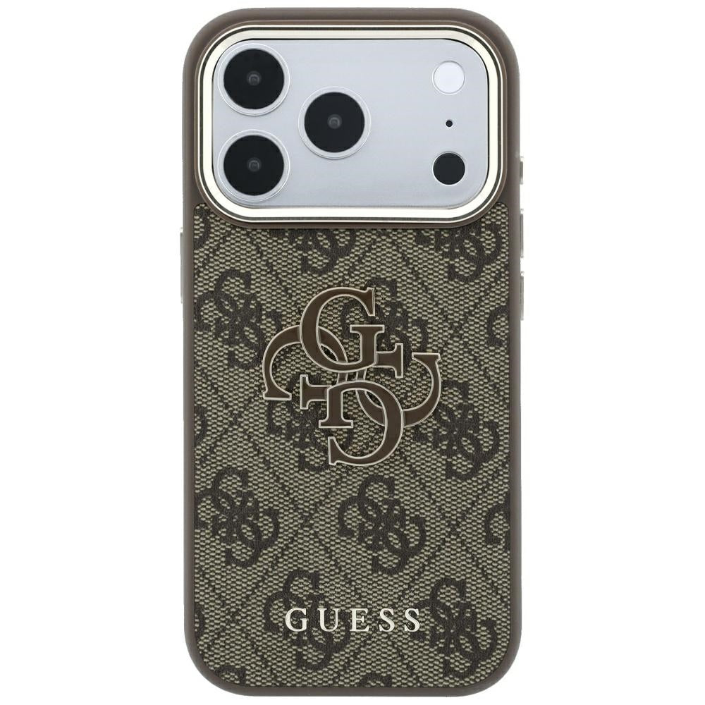 Custodia per Apple iPhone 18 Pro Max / 17 Pro Max, Guess, Logo 4G Grande in Resina, Marrone