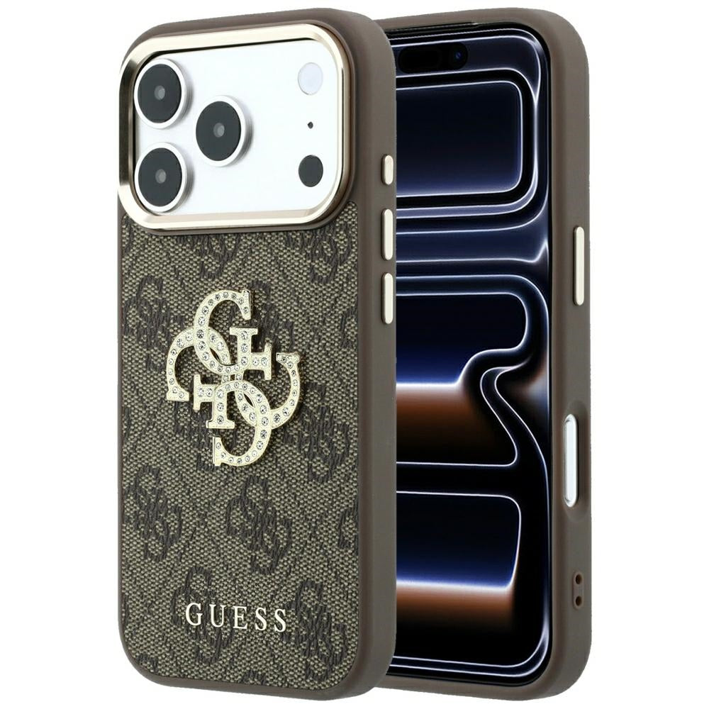 Custodia per Apple iPhone 18 Pro Max / 17 Pro Max, Guess, 4G Big Strass Logo, Marrone