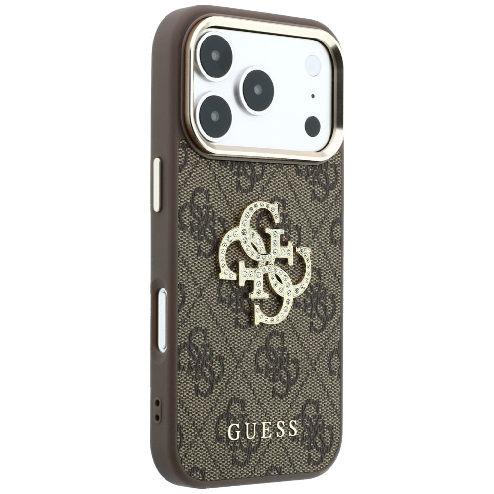 Custodia per Apple iPhone 18 Pro Max / 17 Pro Max, Guess, 4G Big Strass Logo, Marrone