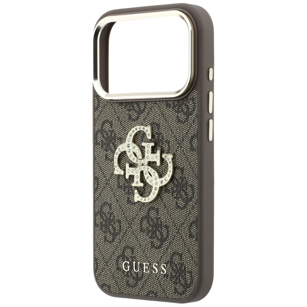 Custodia per Apple iPhone 18 Pro Max / 17 Pro Max, Guess, 4G Big Strass Logo, Marrone