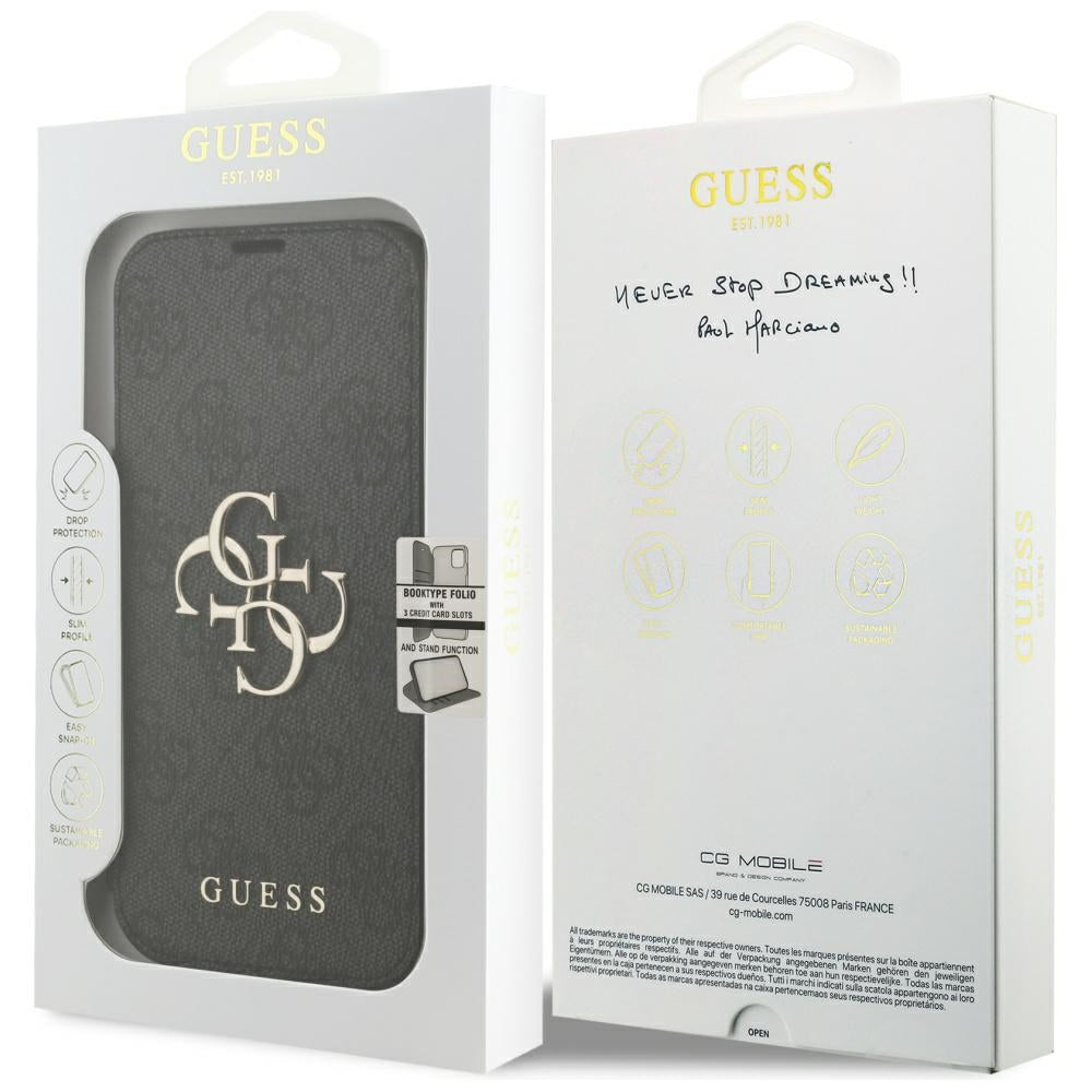Custodia per Apple iPhone 18 Pro Max / 17 Pro Max, Guess, Logo Metallico 4G, Nera