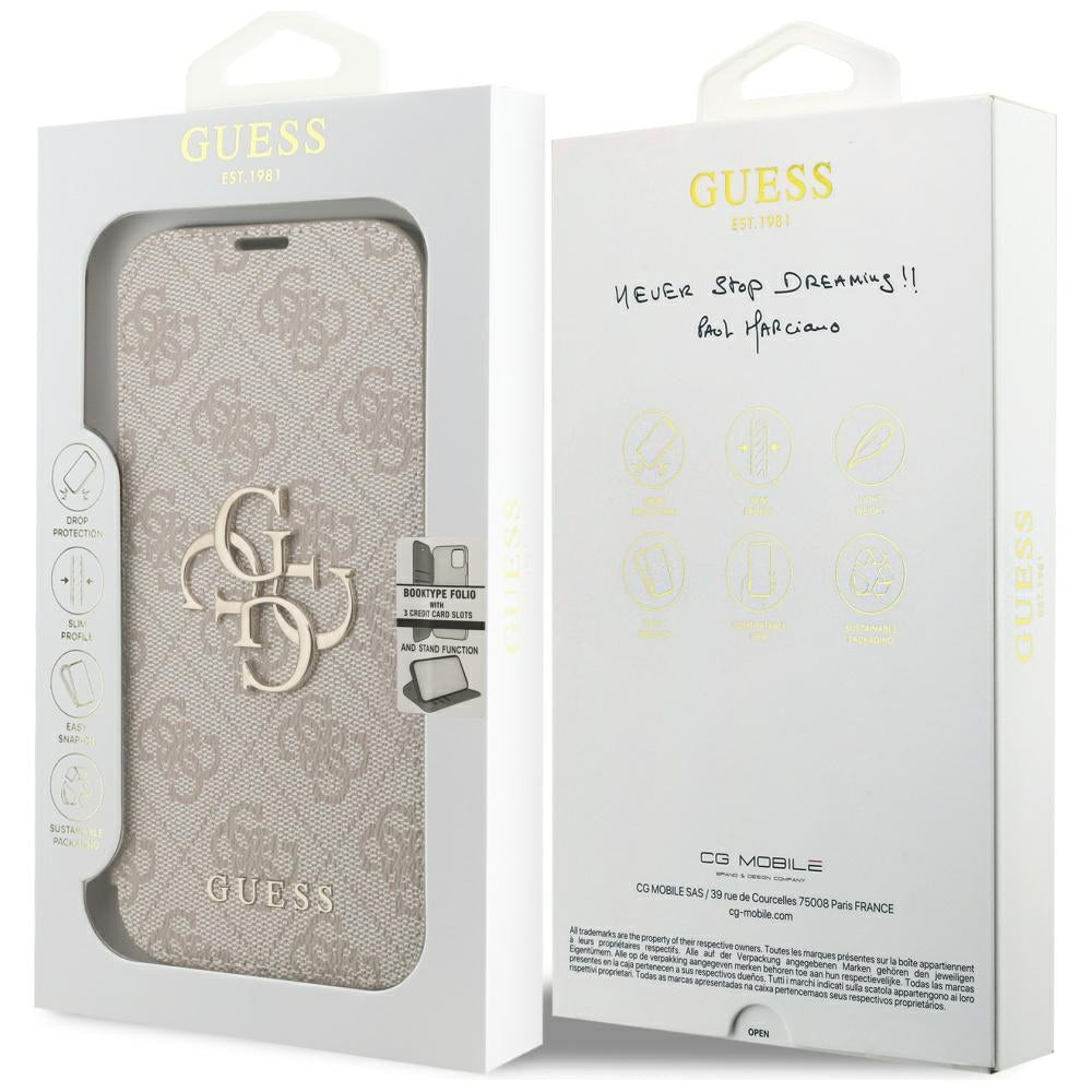 Custodia per Apple iPhone 18 Pro Max / 17 Pro Max, Guess, Logo Metallico 4G, Rosa