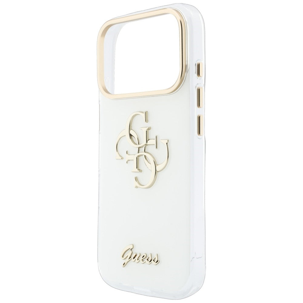 Custodia per Apple iPhone 18 Pro Max / 17 Pro Max, Guess, IML 4G Metal Script, Bianca