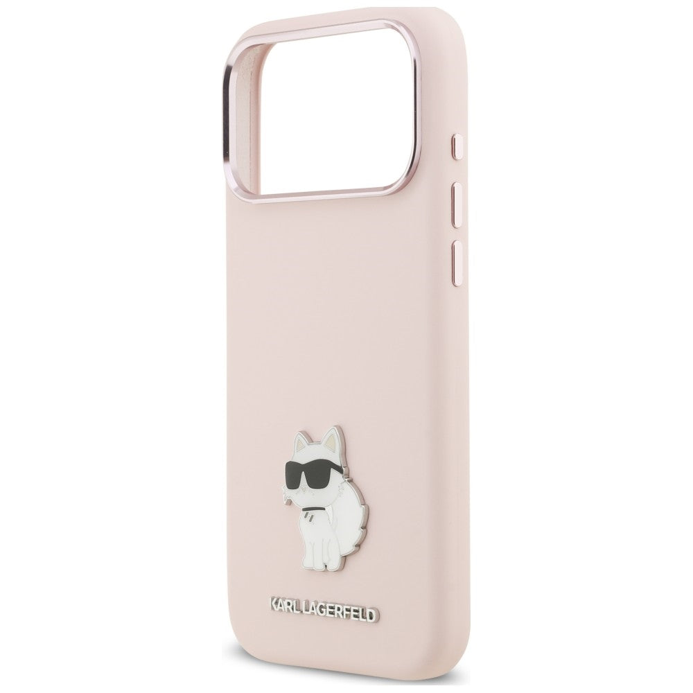 Custodia per Apple iPhone 18 Pro Max / 17 Pro Max, Karl Lagerfeld, Choupette Metal Pin, Rosa