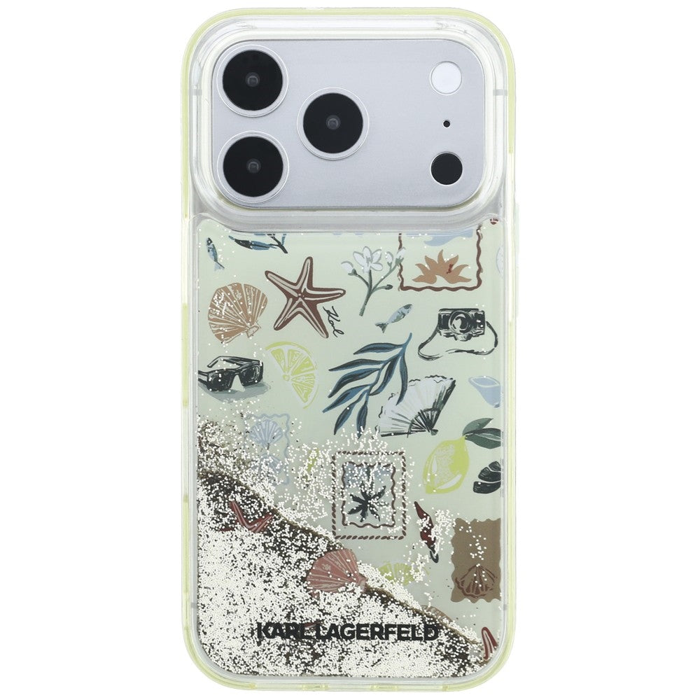 Custodia per Apple iPhone 18 Pro Max / 17 Pro Max, Karl Lagerfeld, Liquid Glitter Beach and Sand, Beige