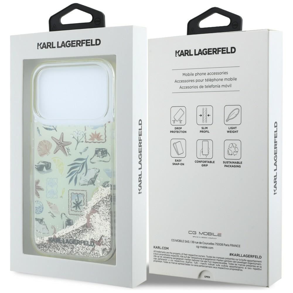 Custodia per Apple iPhone 18 Pro Max / 17 Pro Max, Karl Lagerfeld, Liquid Glitter Beach and Sand, Beige