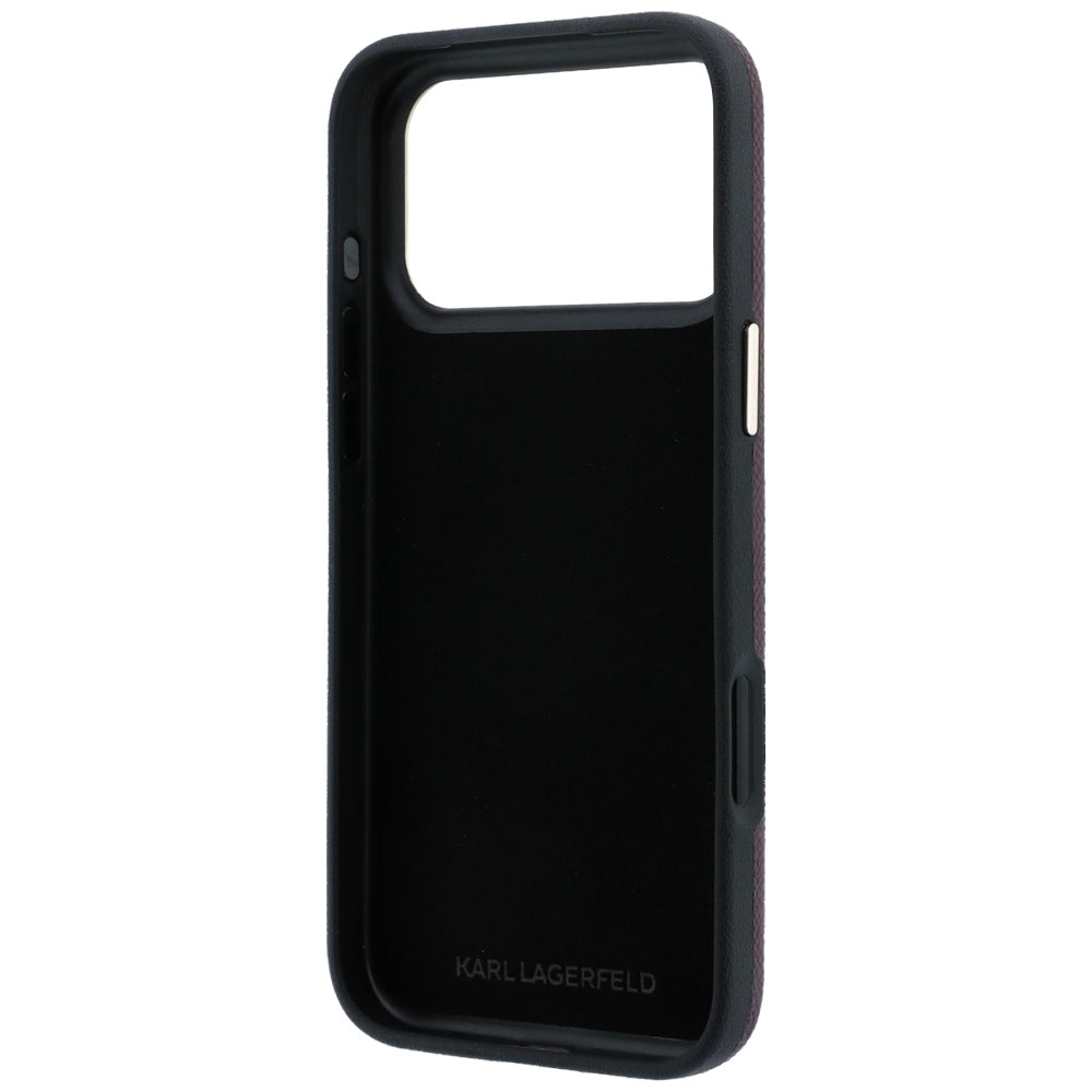 Custodia per Apple iPhone 18 Pro Max / 17 Pro Max, Karl Lagerfeld, Logo Signature in Resina Liscia Grande, Vinaccia