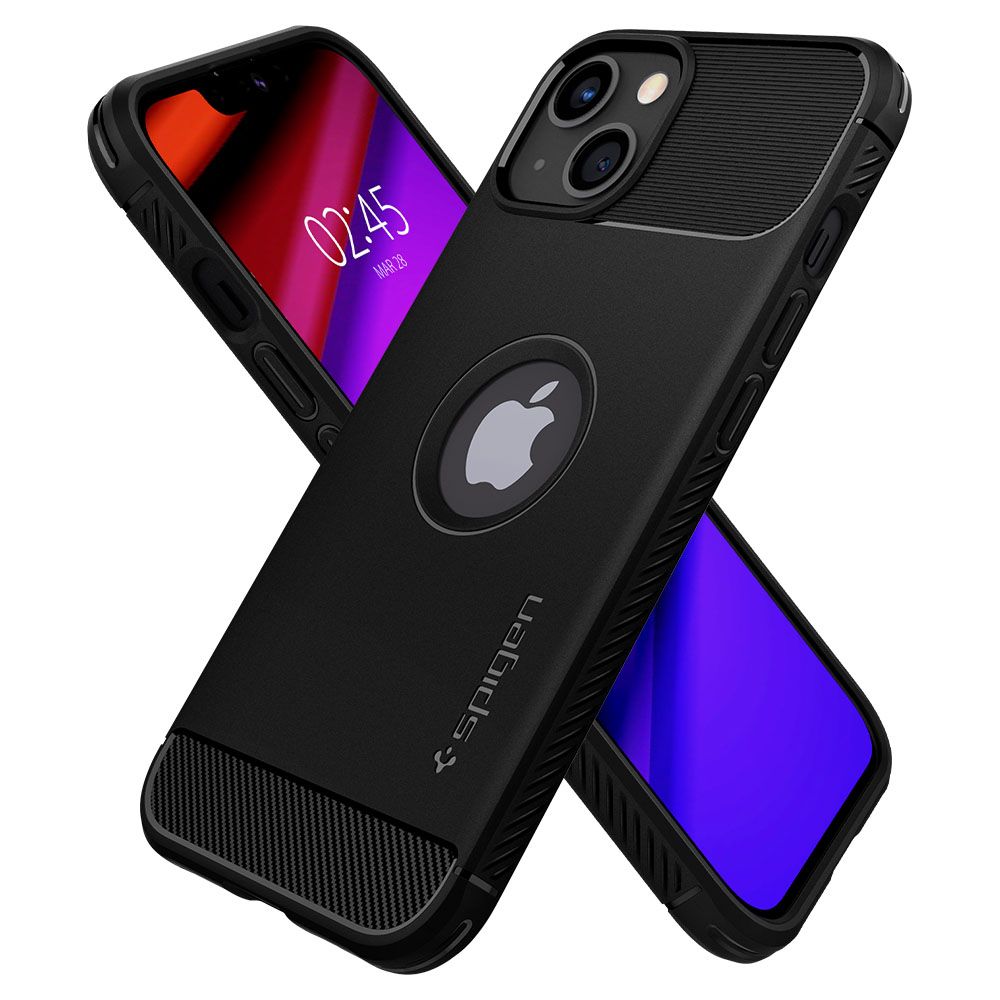 Custodia per Apple iPhone 13, Spigen, Rugged Armor, Nera ACS03518