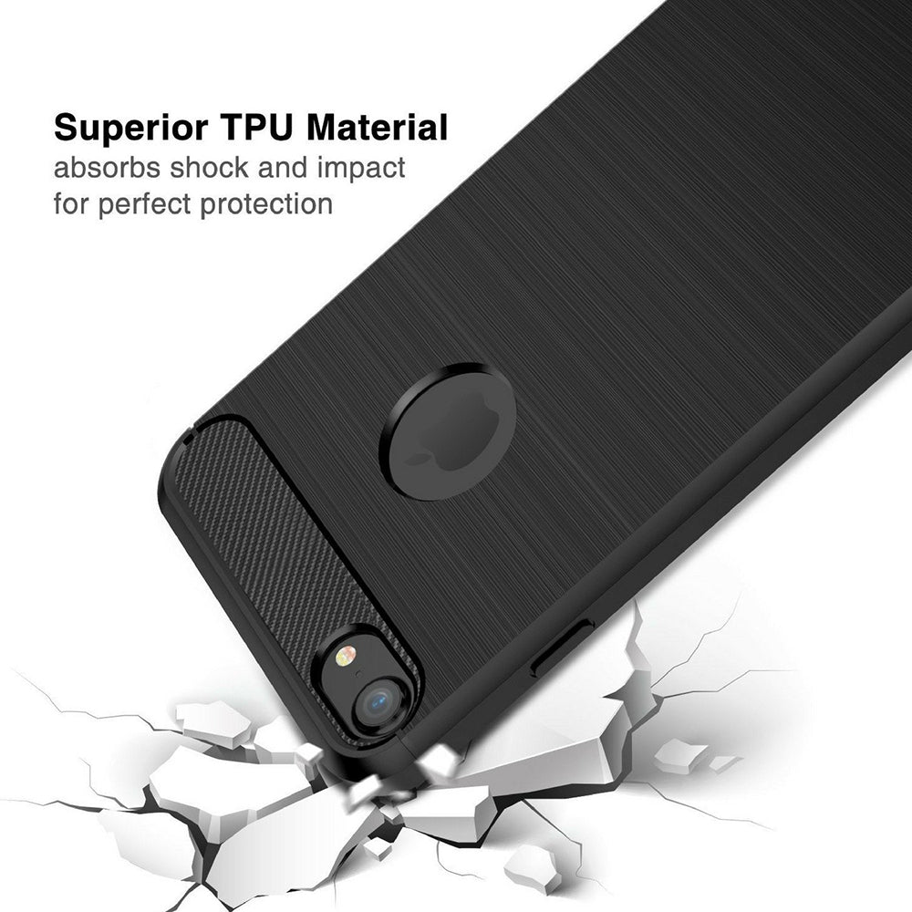 Custodia per Apple iPhone 8 / 7, Techsuit, Carbonio, Nera