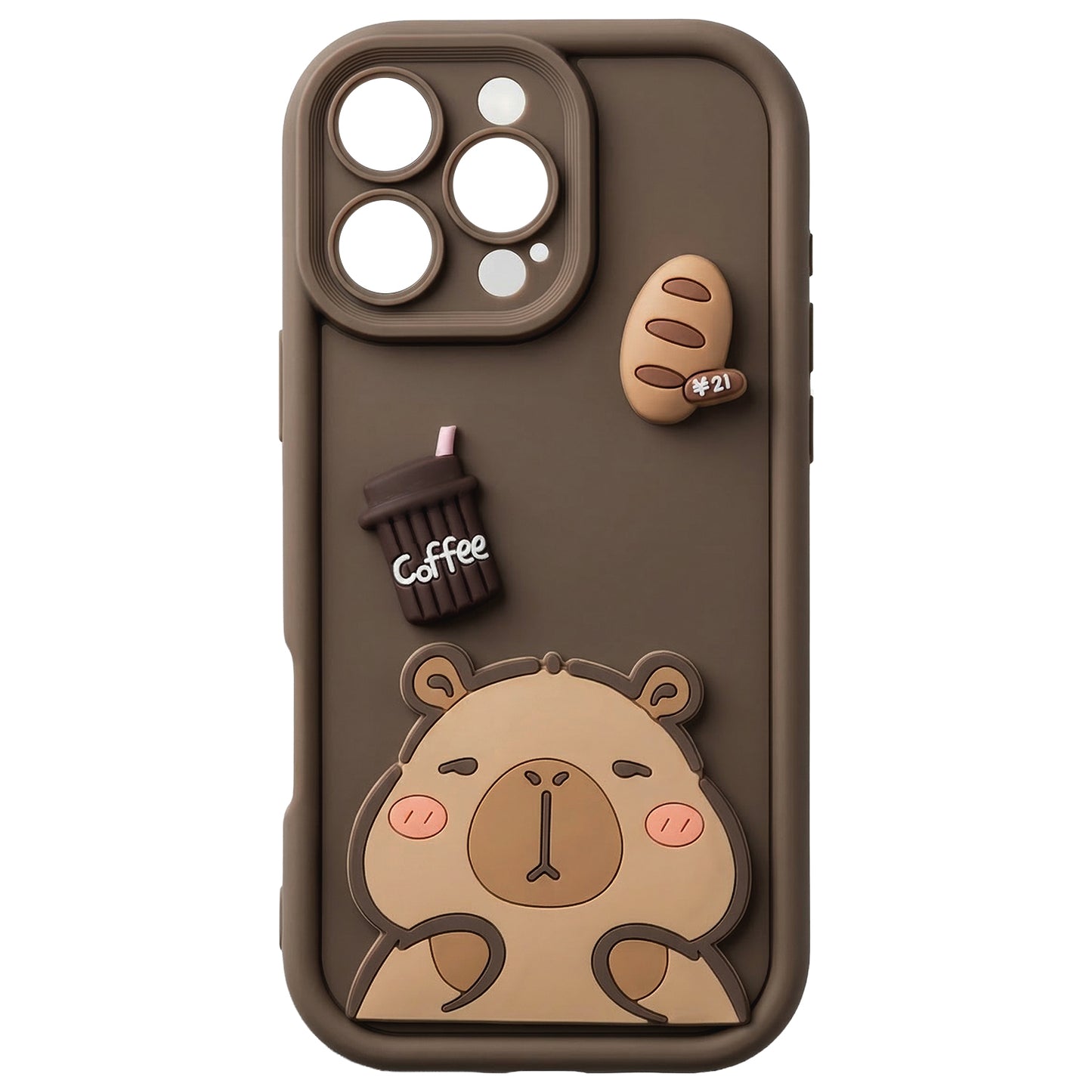 Custodia per Apple iPhone 14, OEM, Ultra Trendy 3D Capybara, Marrone