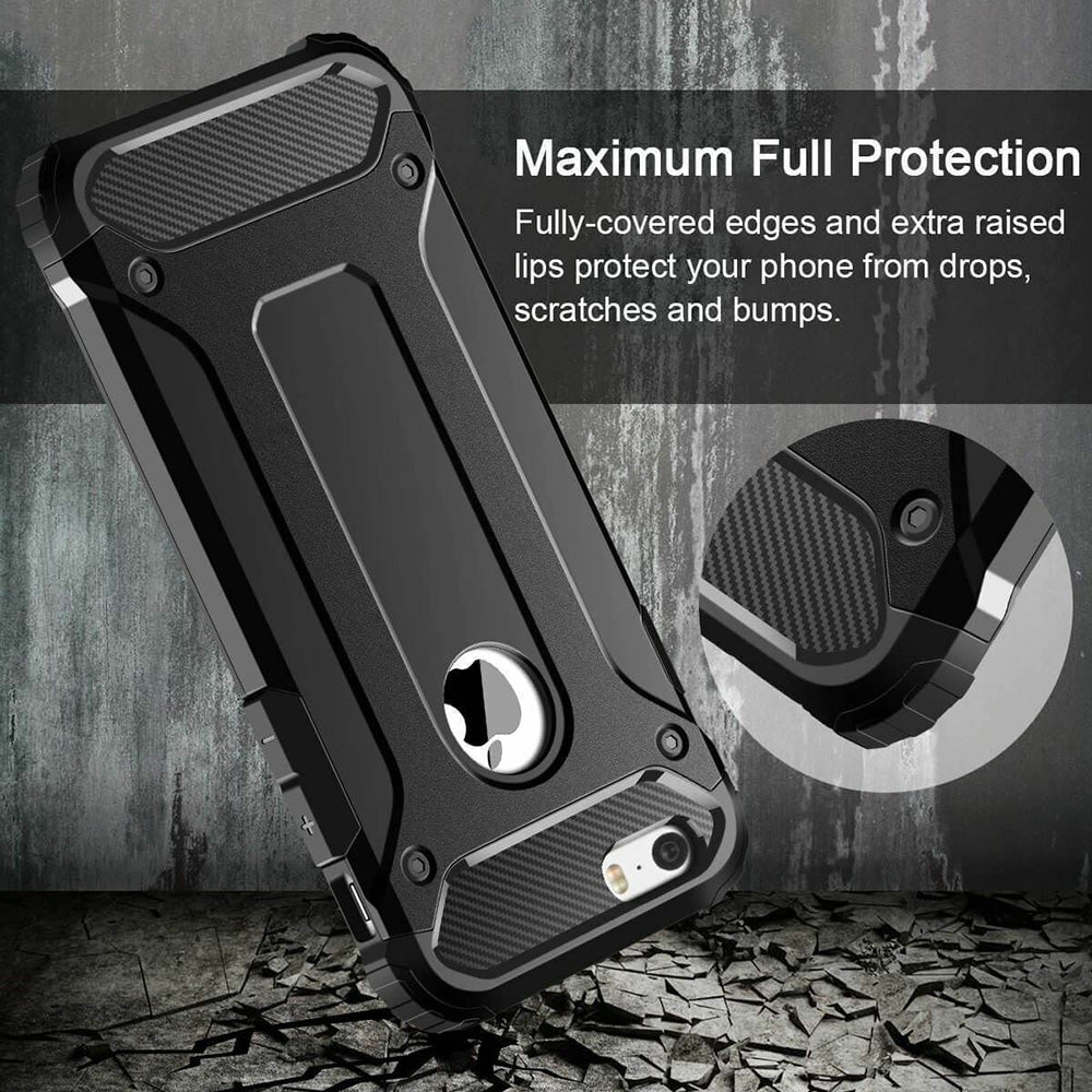 Custodia per Apple iPhone SE (2016) / 5 / 5s, Techsuit, Hybrid Armor, Nera
