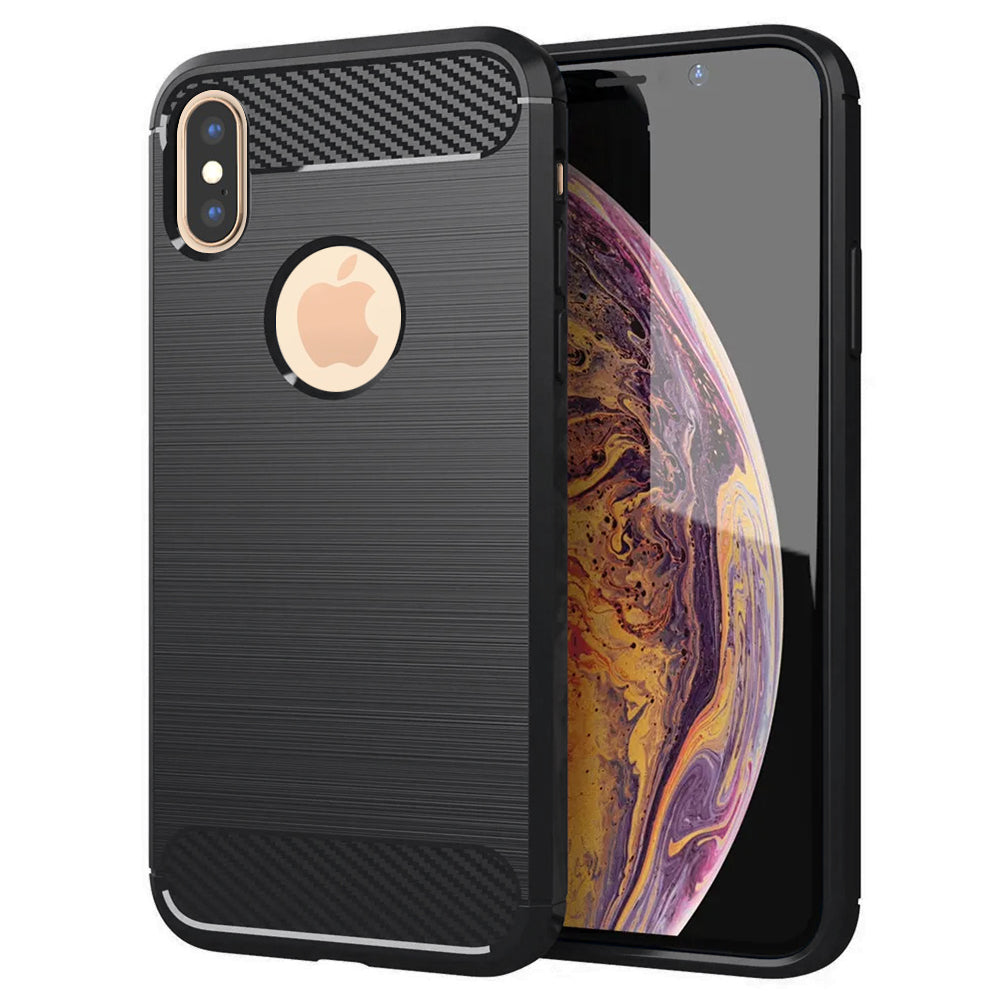 Custodia per Apple iPhone XS Max, Techsuit, Carbonio, Nera