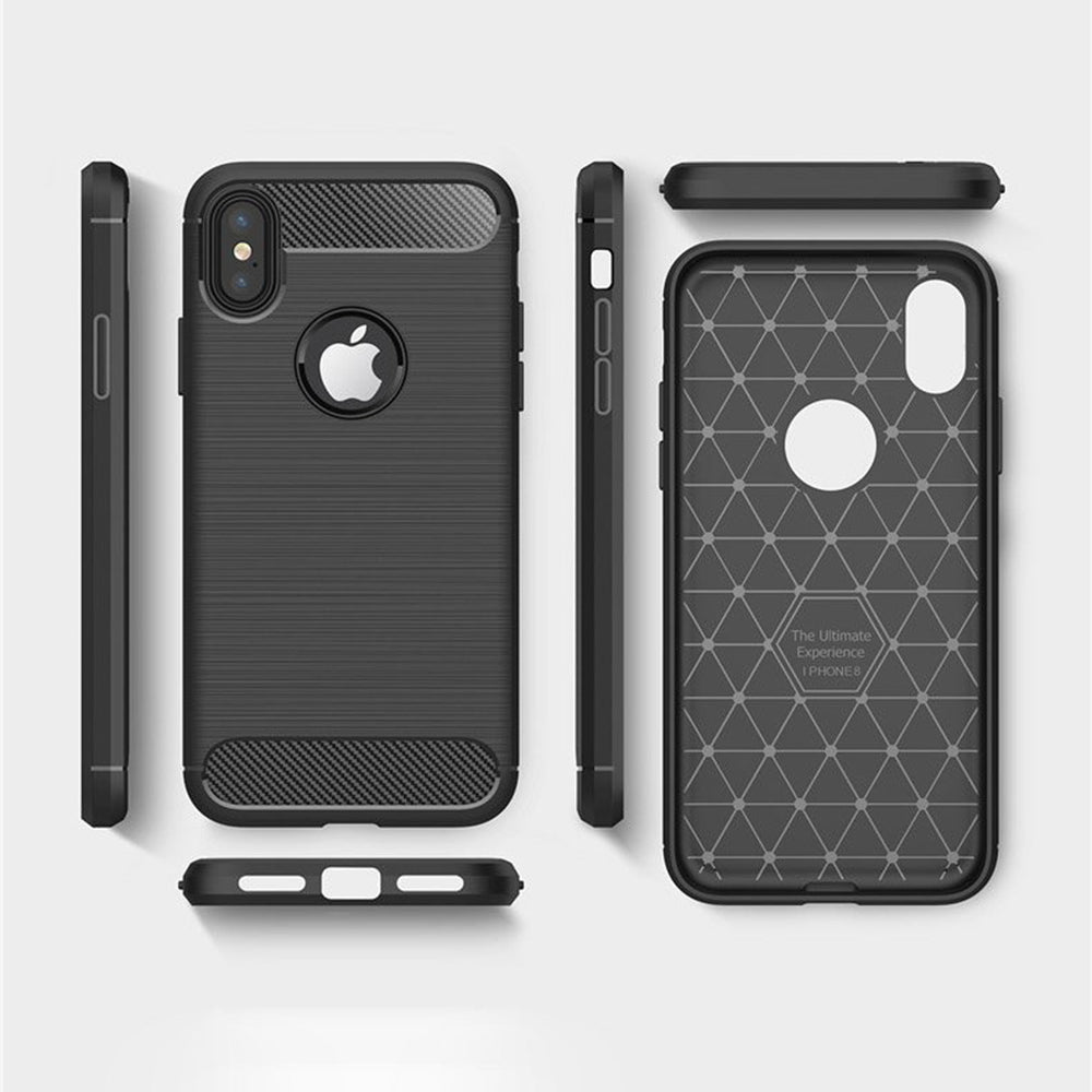 Custodia per Apple iPhone XS / X, Techsuit, Carbonio, Nera