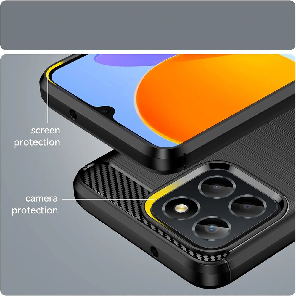 Custodia per Honor 70 Lite / X6 / X8 5G, Techsuit, Carbonio, Nera