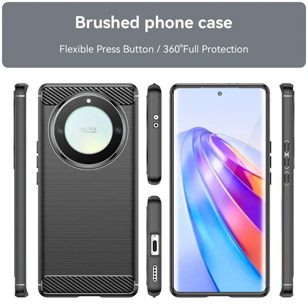 Custodia per Honor Magic5 Lite, Techsuit, Carbonio, Nera
